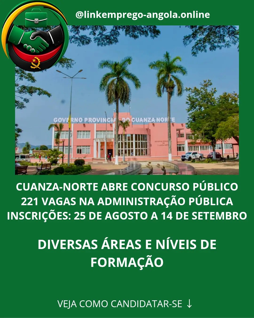 Governo do Cuanza-Norte abre concurso público com 221 vagas na Administração Pública
